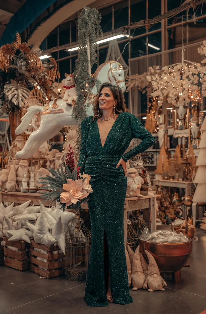 Robe Eva sequins verte