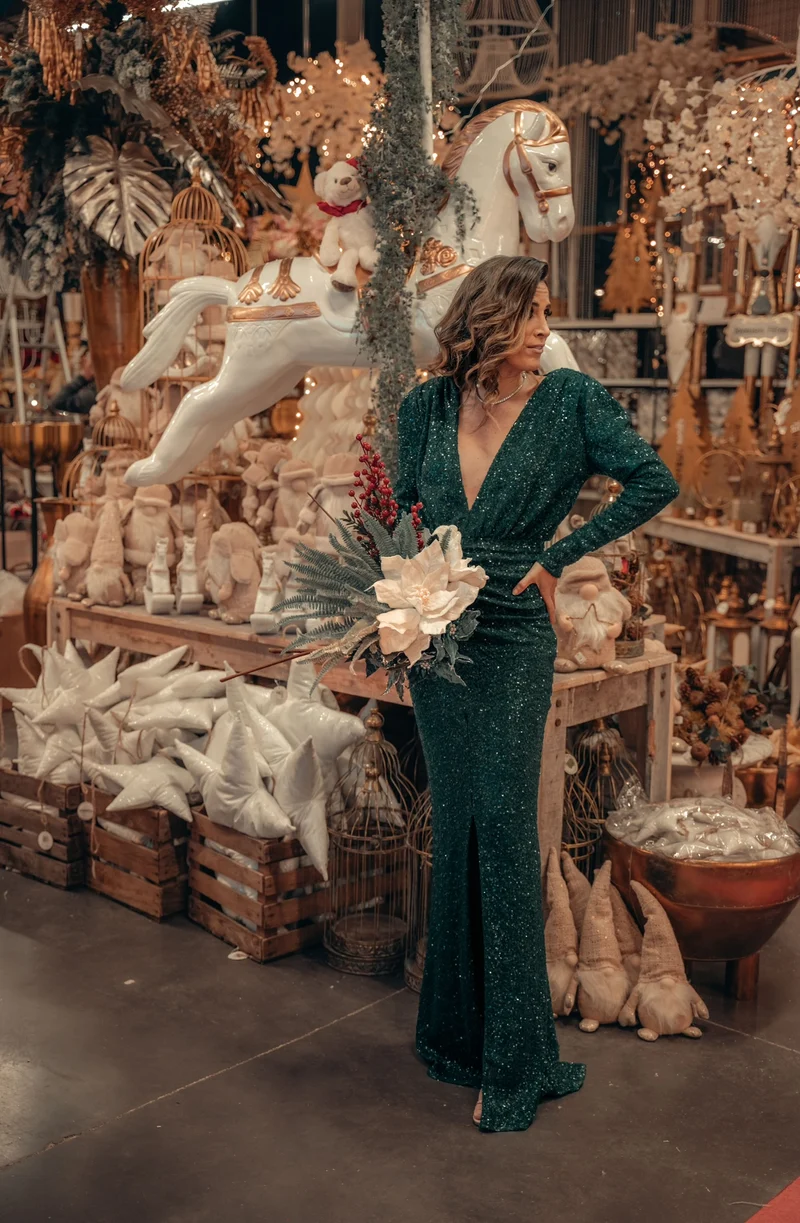 Robe Eva sequins verte