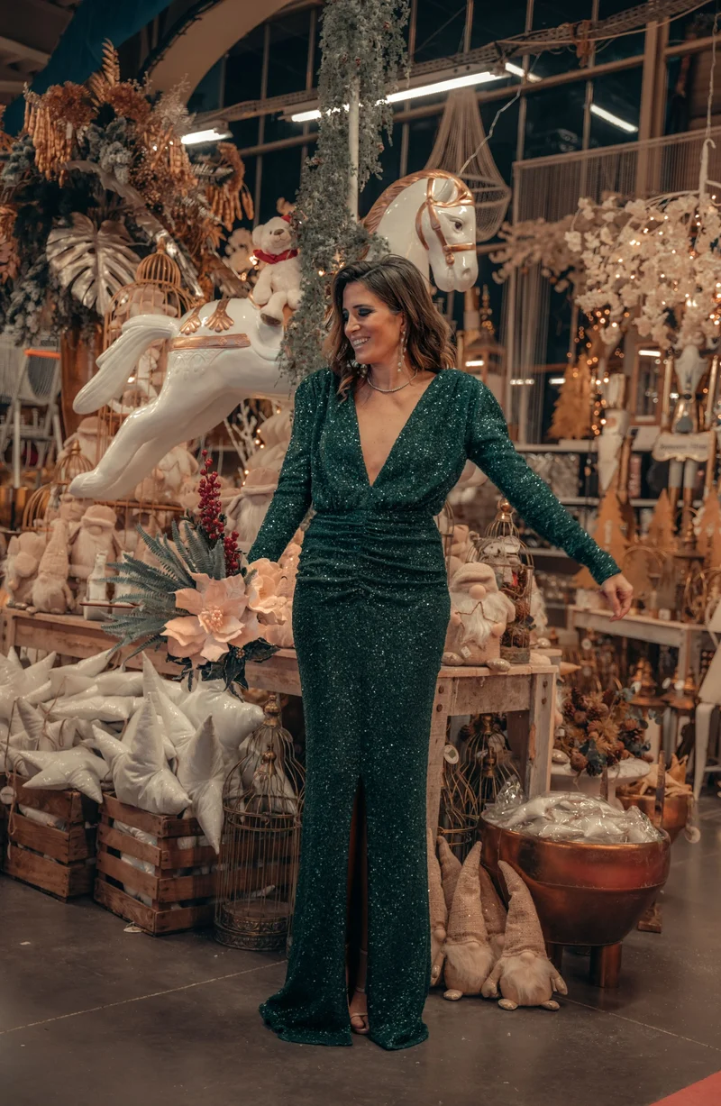 Robe Eva sequins verte