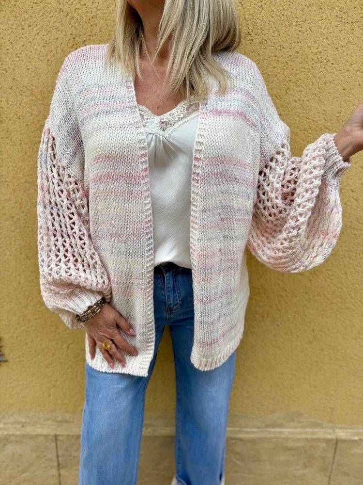 Gilet Soan rose pâle et lilas