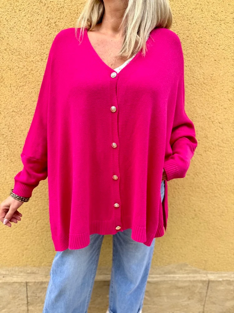 Gilet méga loose Marco étoile fuchsia