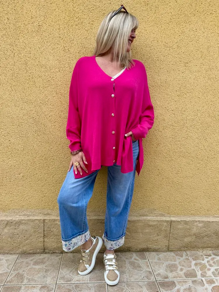 Gilet méga loose Marco étoile fuchsia