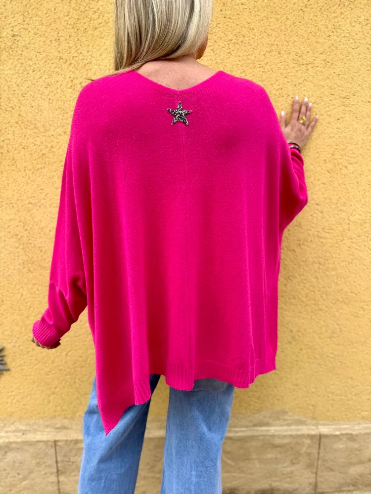 Gilet méga loose Marco étoile fuchsia