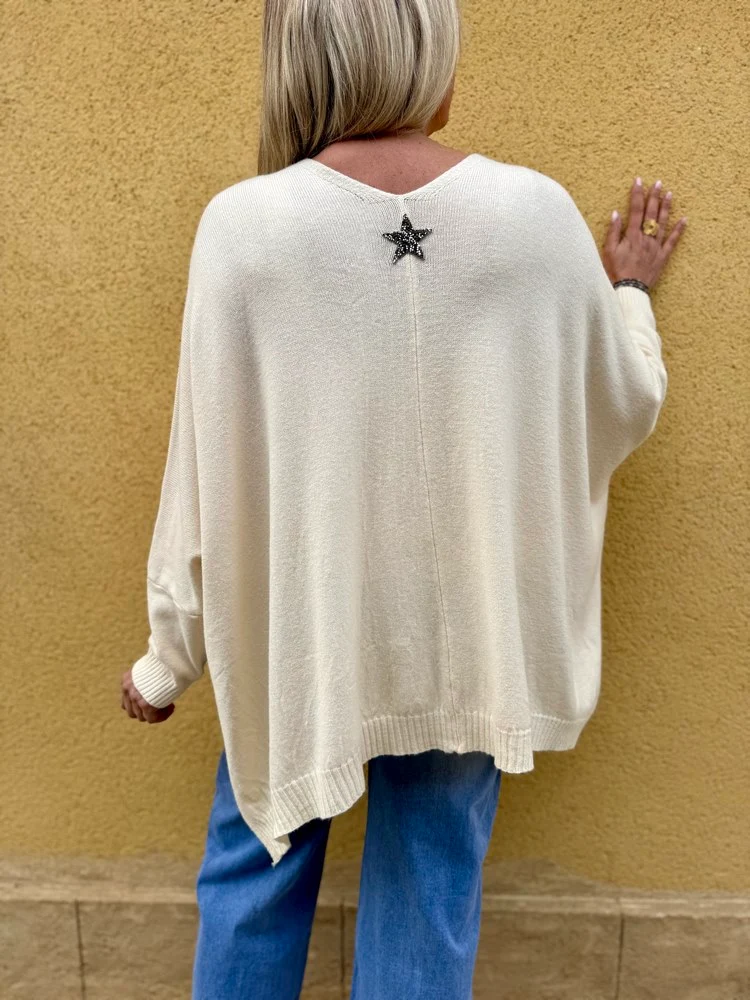 Gilet méga loose Marco étoile crème