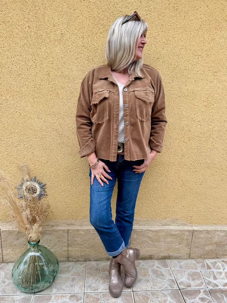 Surchemise en velours Paquita camel
