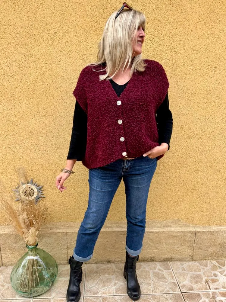 Gilet loose Danielo bordeaux