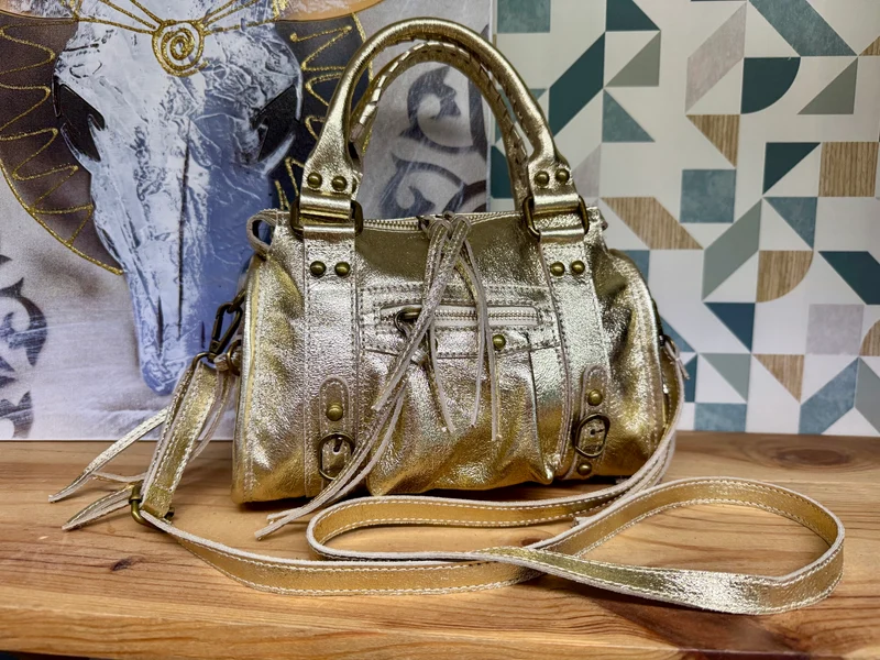 Sac en cuir brillant Luca doré