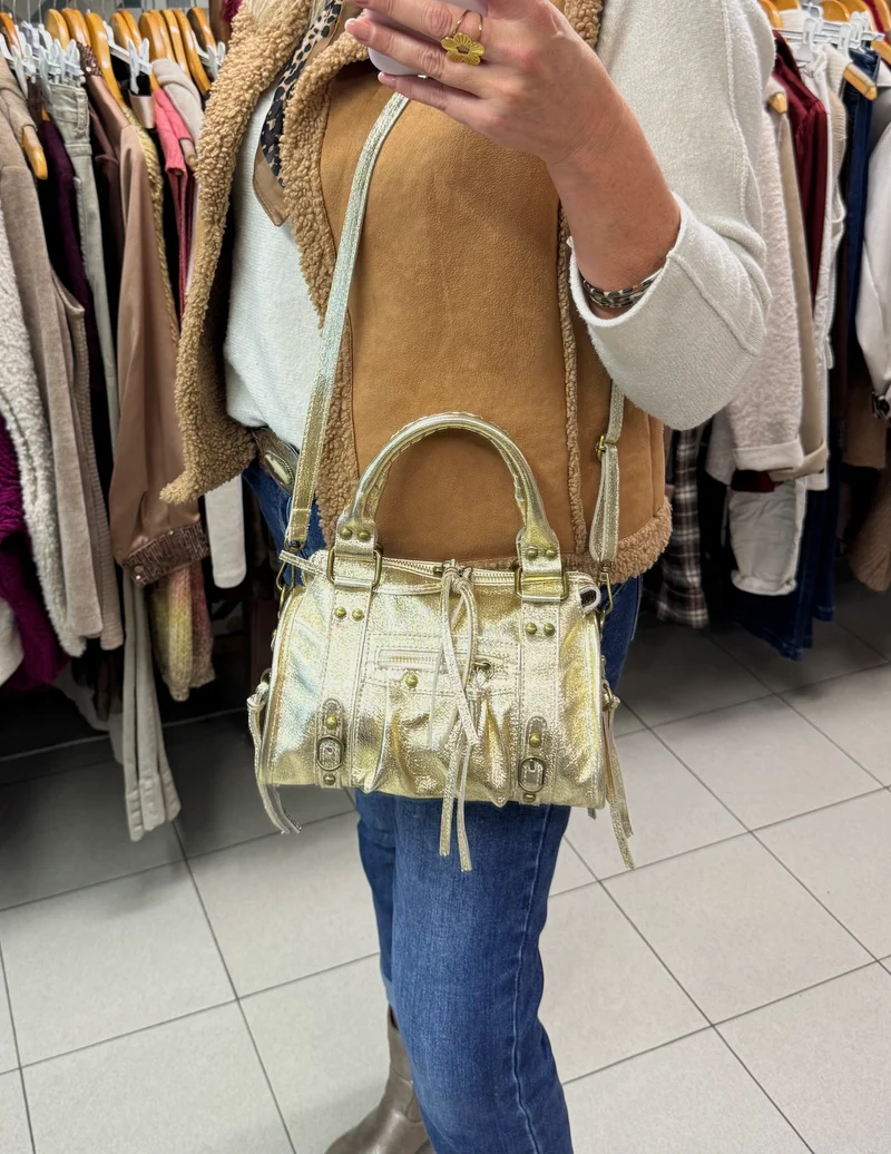 Sac en cuir brillant Luca doré