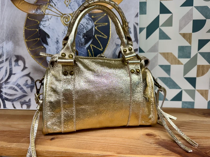 Sac en cuir brillant Luca doré
