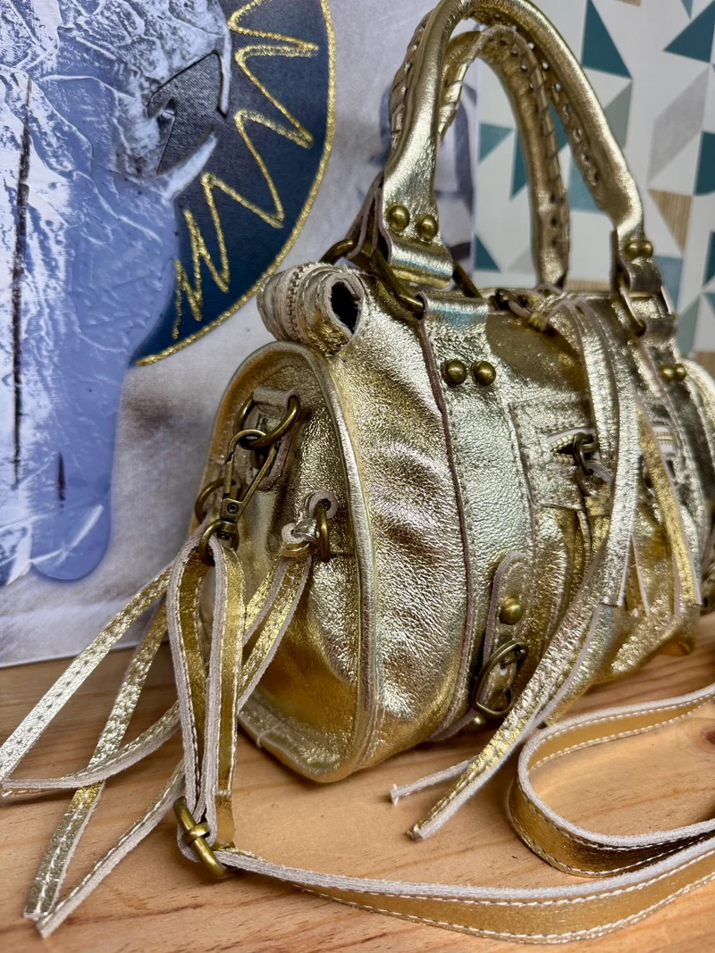 Sac en cuir brillant Luca doré
