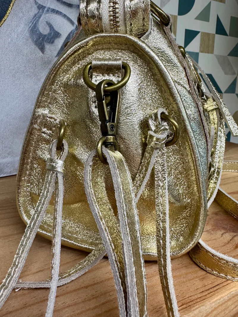 Sac en cuir brillant Luca doré