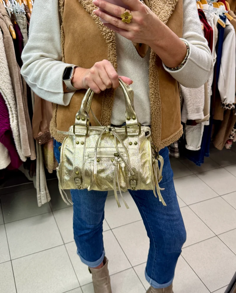 Sac en cuir brillant Luca doré