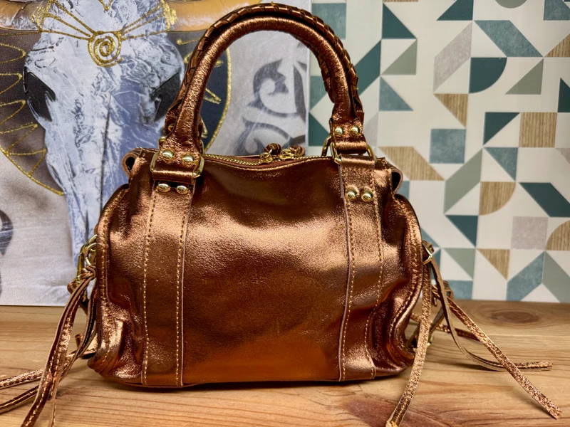 Sac en cuir brillant Luca cuivre