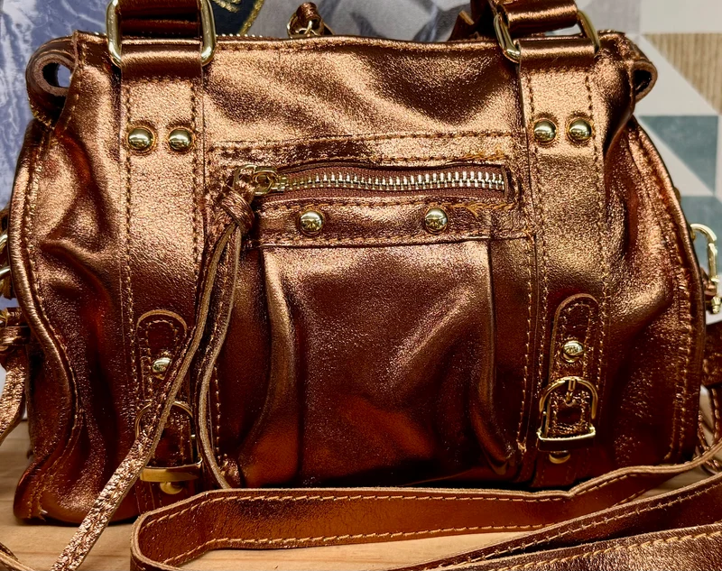 Sac en cuir brillant Luca cuivre
