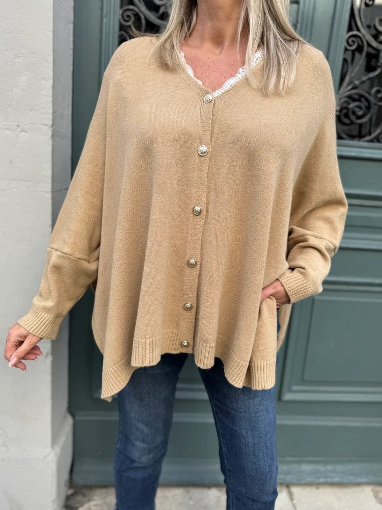 Gilet méga loose Marco étoile camel clair