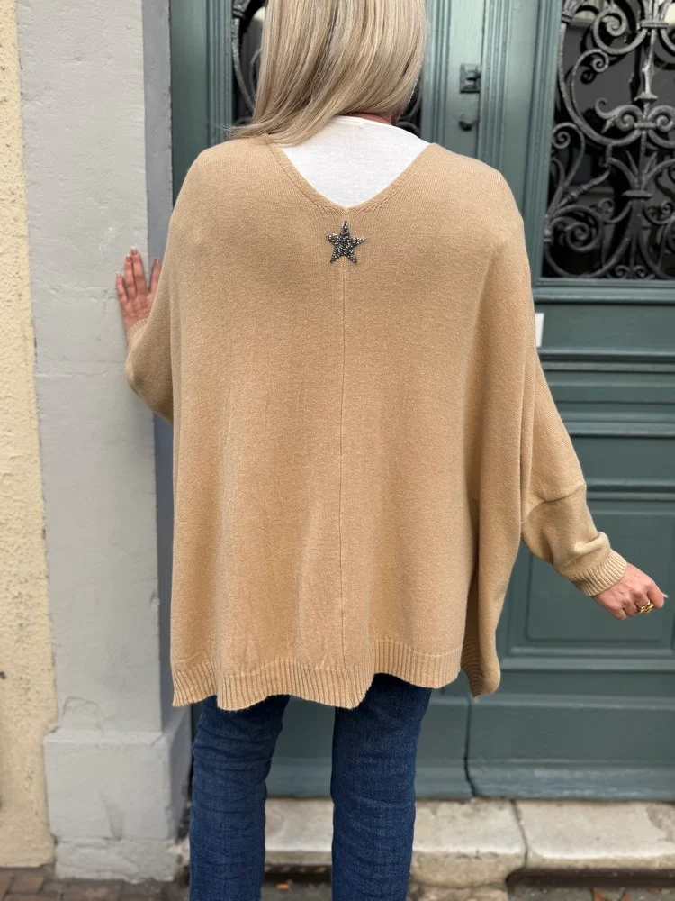 Gilet méga loose Marco étoile camel clair