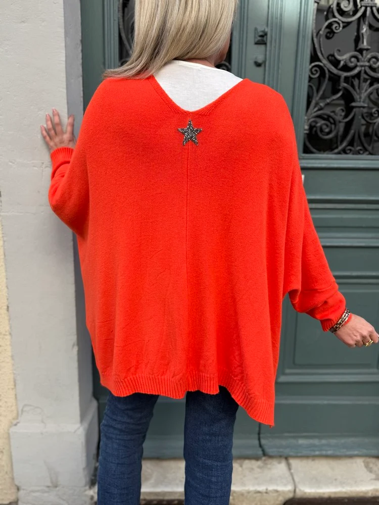 Gilet méga loose Marco étoile orange