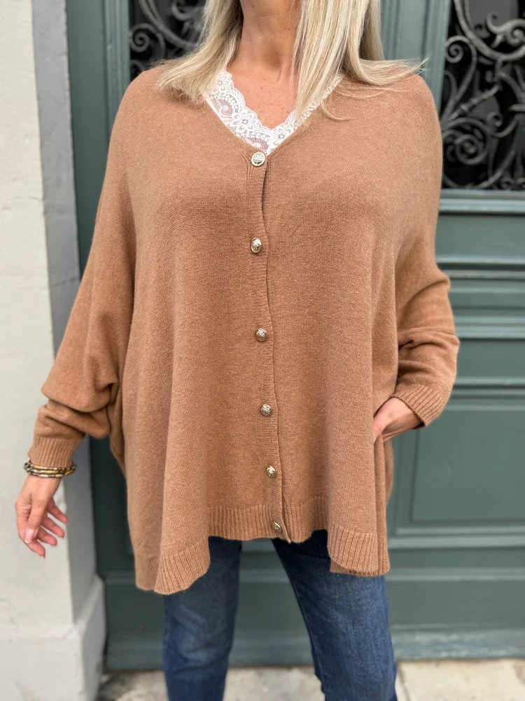 Gilet méga loose Marco étoile camel foncé