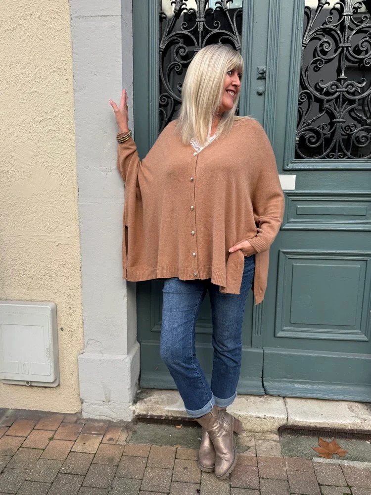 Gilet méga loose Marco étoile camel foncé