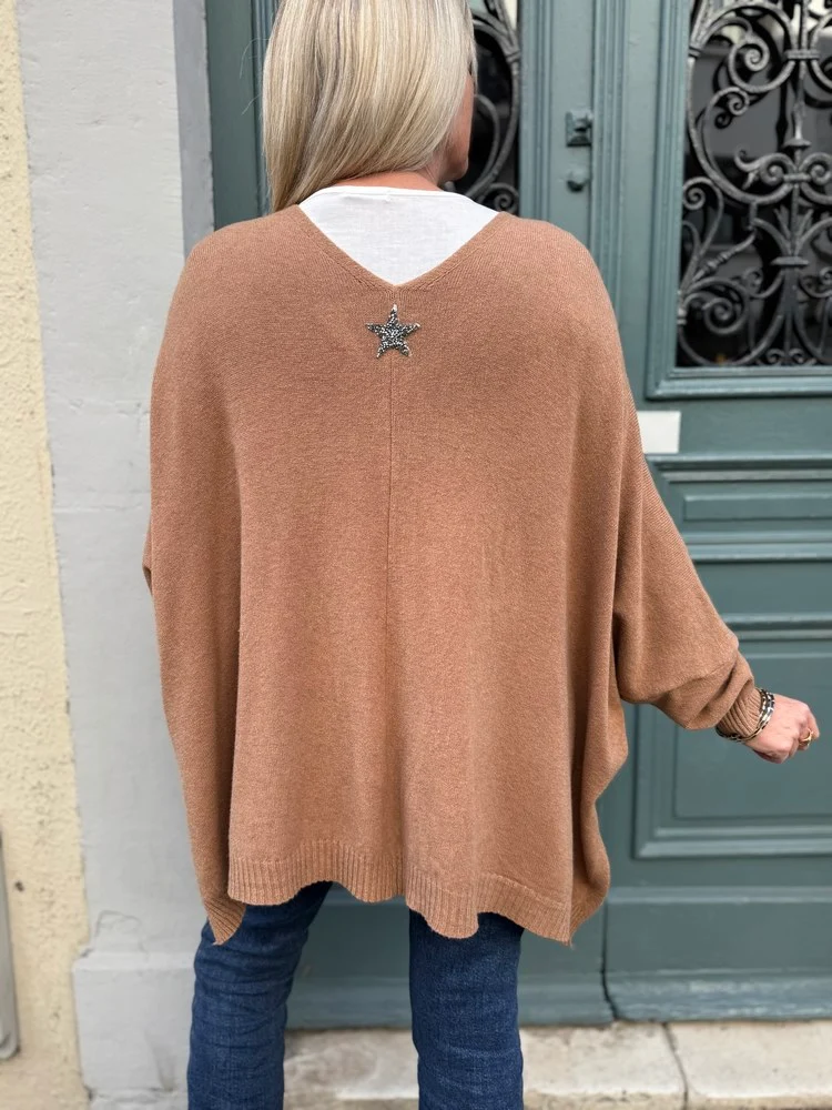 Gilet méga loose Marco étoile camel foncé