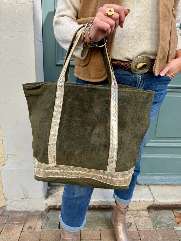Sac cabas Vasco en cuir kaki