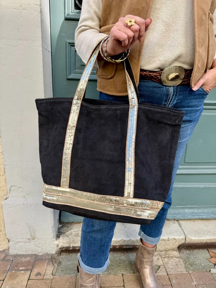 Sac cabas Vasco en cuir noir