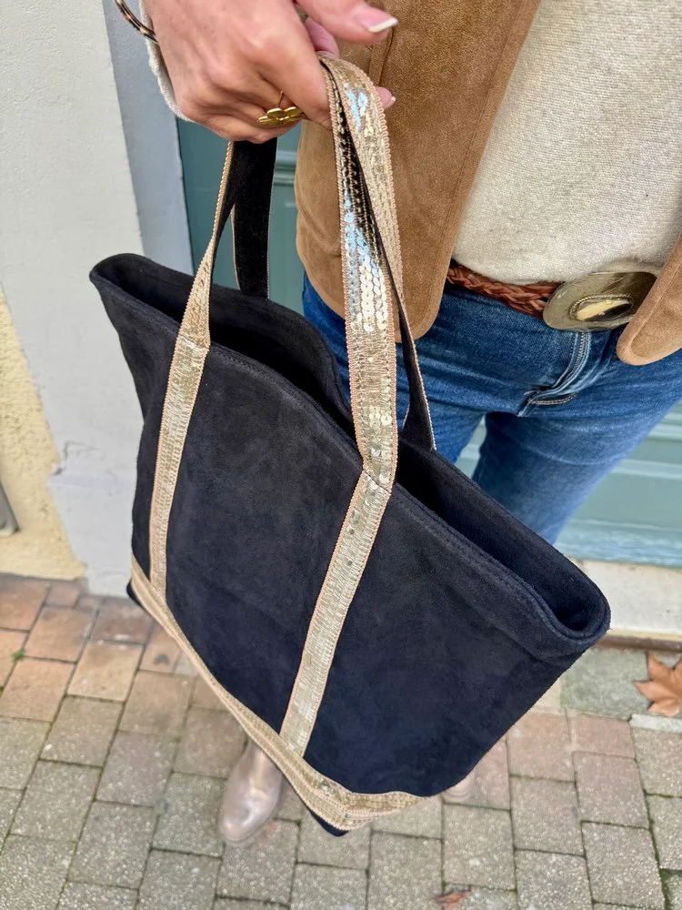Sac cabas Vasco en cuir noir