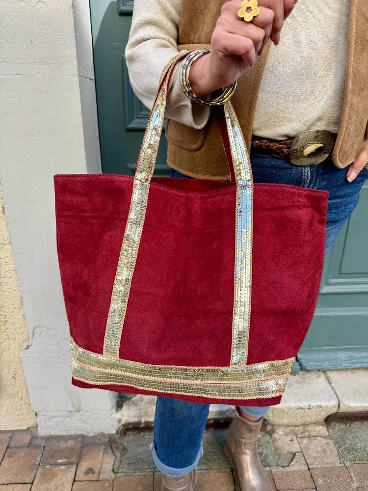 Sac cabas Vasco en cuir bordeaux