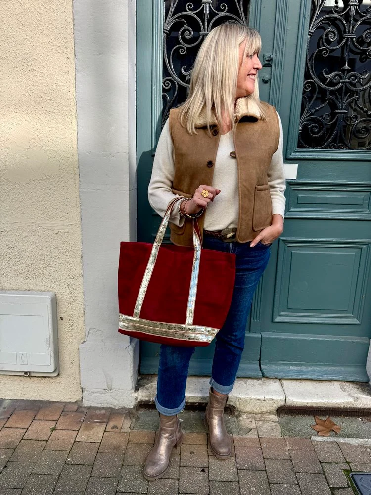 Sac cabas Vasco en cuir bordeaux