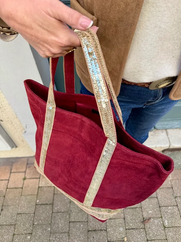 Sac cabas Vasco en cuir bordeaux