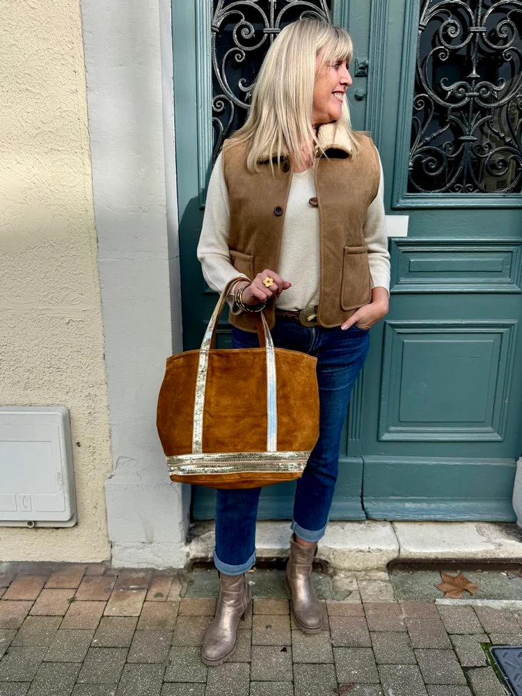 Sac cabas Vasco en cuir camel