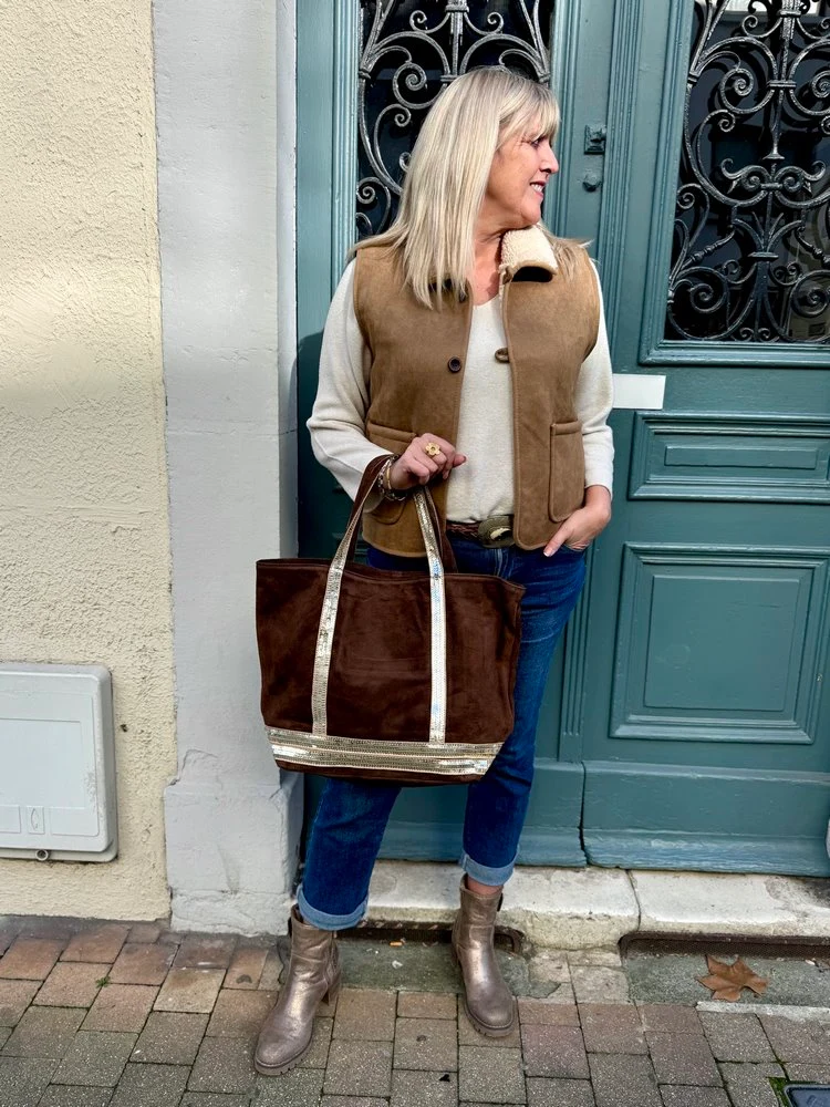 Sac cabas Vasco en cuir chocolat