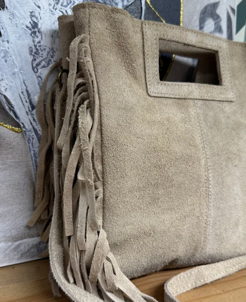 Sac en cuir Luciano beige taupe