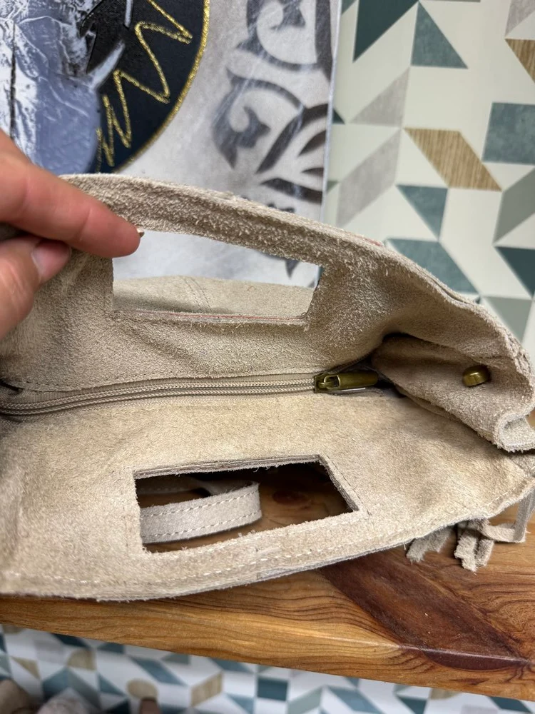 Sac en cuir Luciano beige taupe