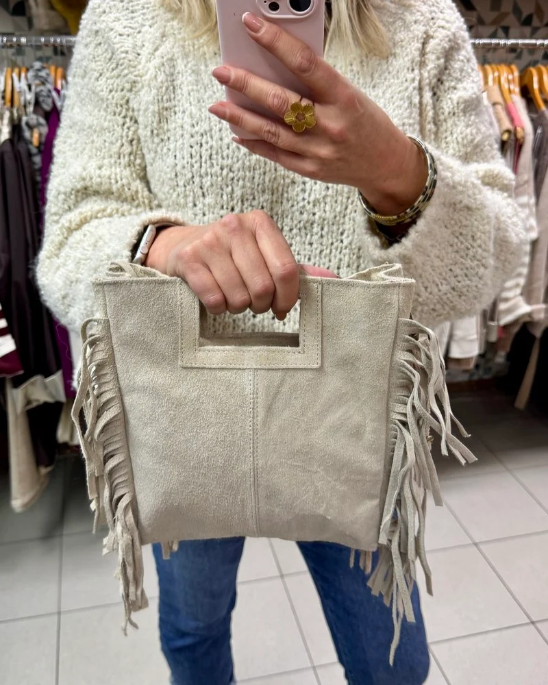 Sac en cuir Luciano beige taupe