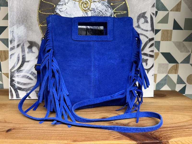 Sac en cuir Luciano bleu roi