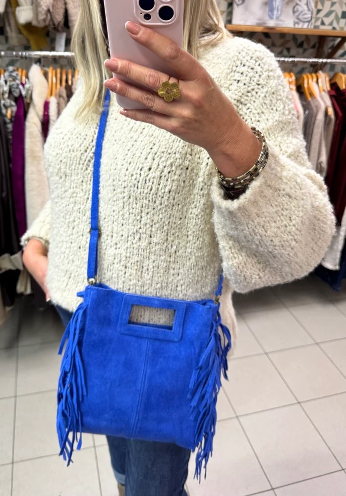 Sac en cuir Luciano bleu roi
