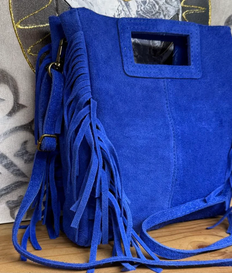 Sac en cuir Luciano bleu roi