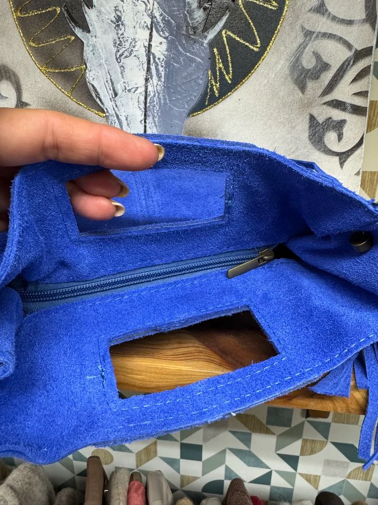 Sac en cuir Luciano bleu roi