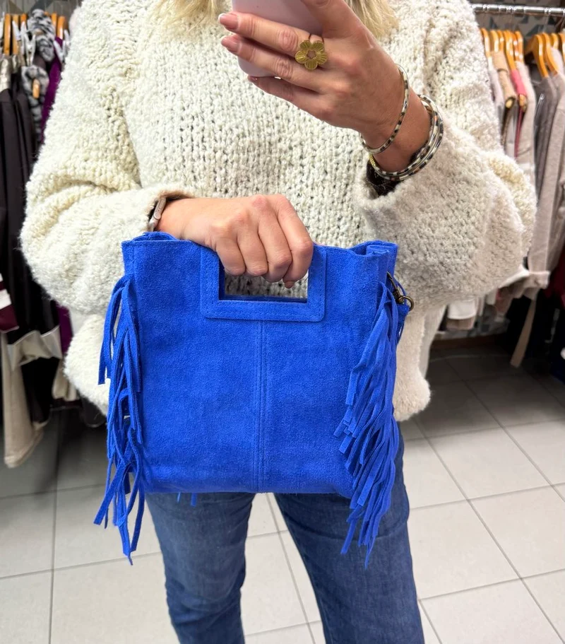 Sac en cuir Luciano bleu roi