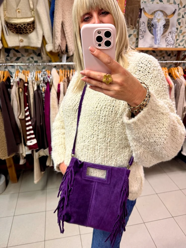Sac en cuir Luciano aubergine