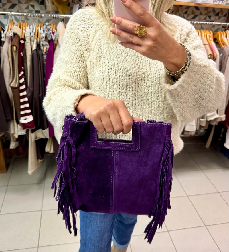 Sac en cuir Luciano aubergine