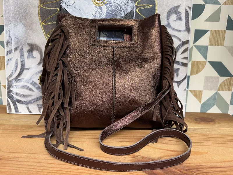 Sac en cuir Luciano brillant chocolat