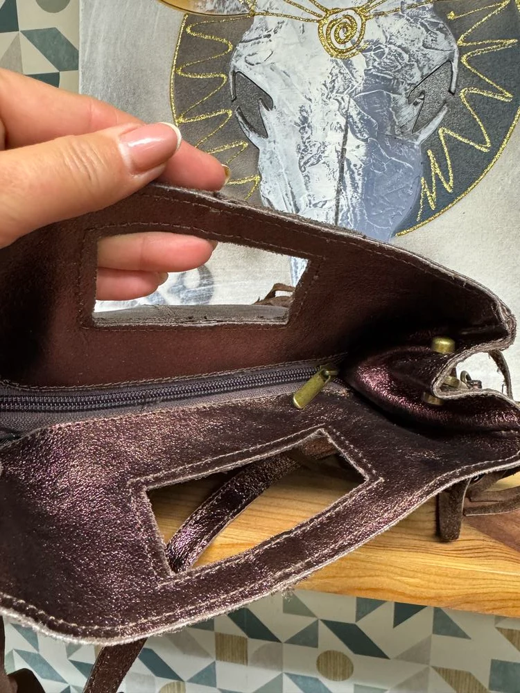 Sac en cuir Luciano brillant chocolat