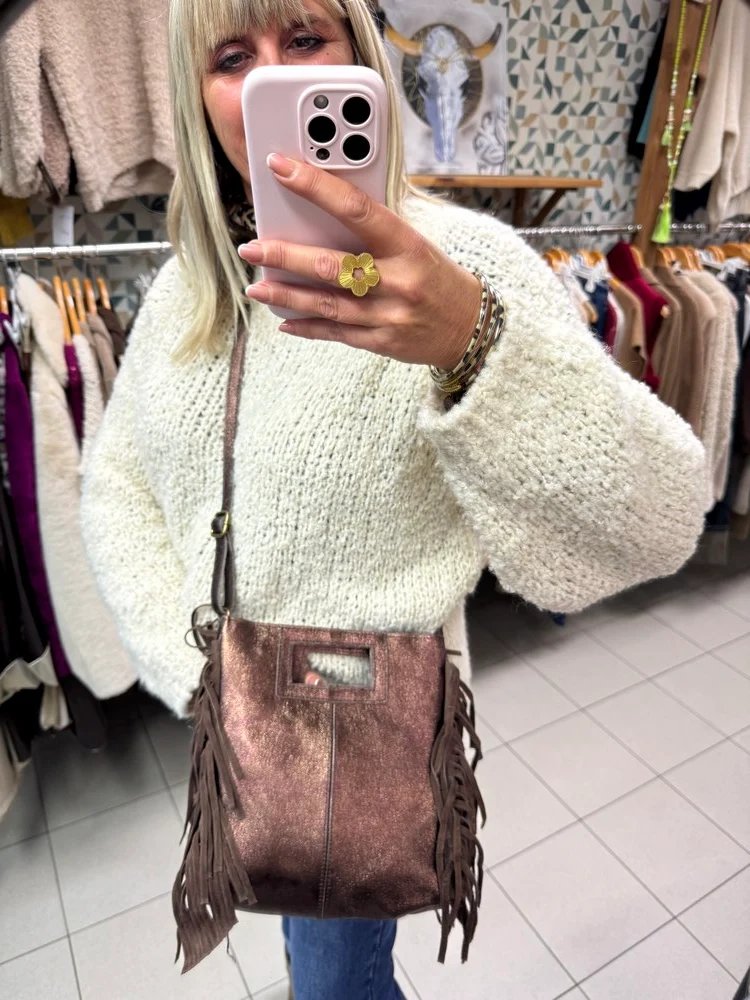 Sac en cuir Luciano brillant chocolat