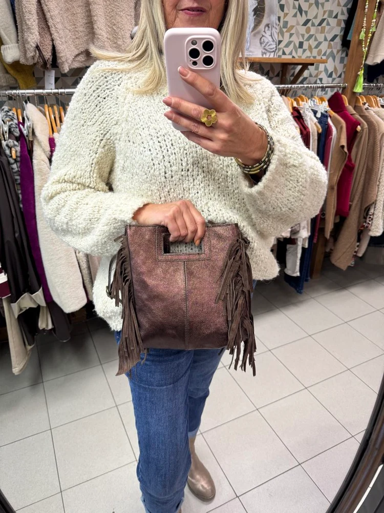 Sac en cuir Luciano brillant chocolat