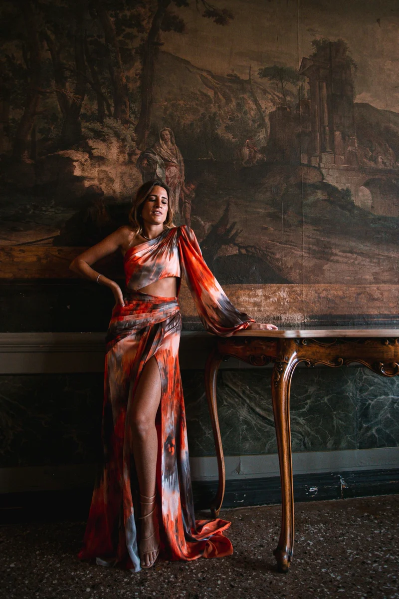 Robe Athena imprimé orange
