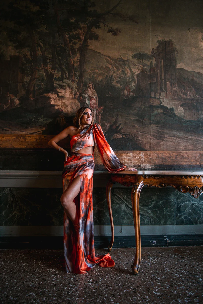 Robe Athena imprimé orange