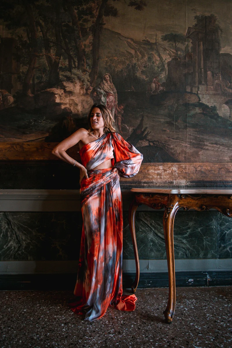 Robe Athena imprimé orange
