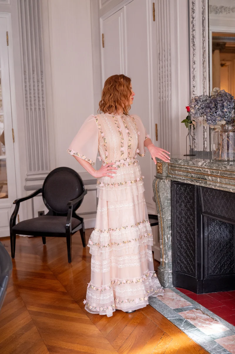 Robe Elisabeth à fleurs rose